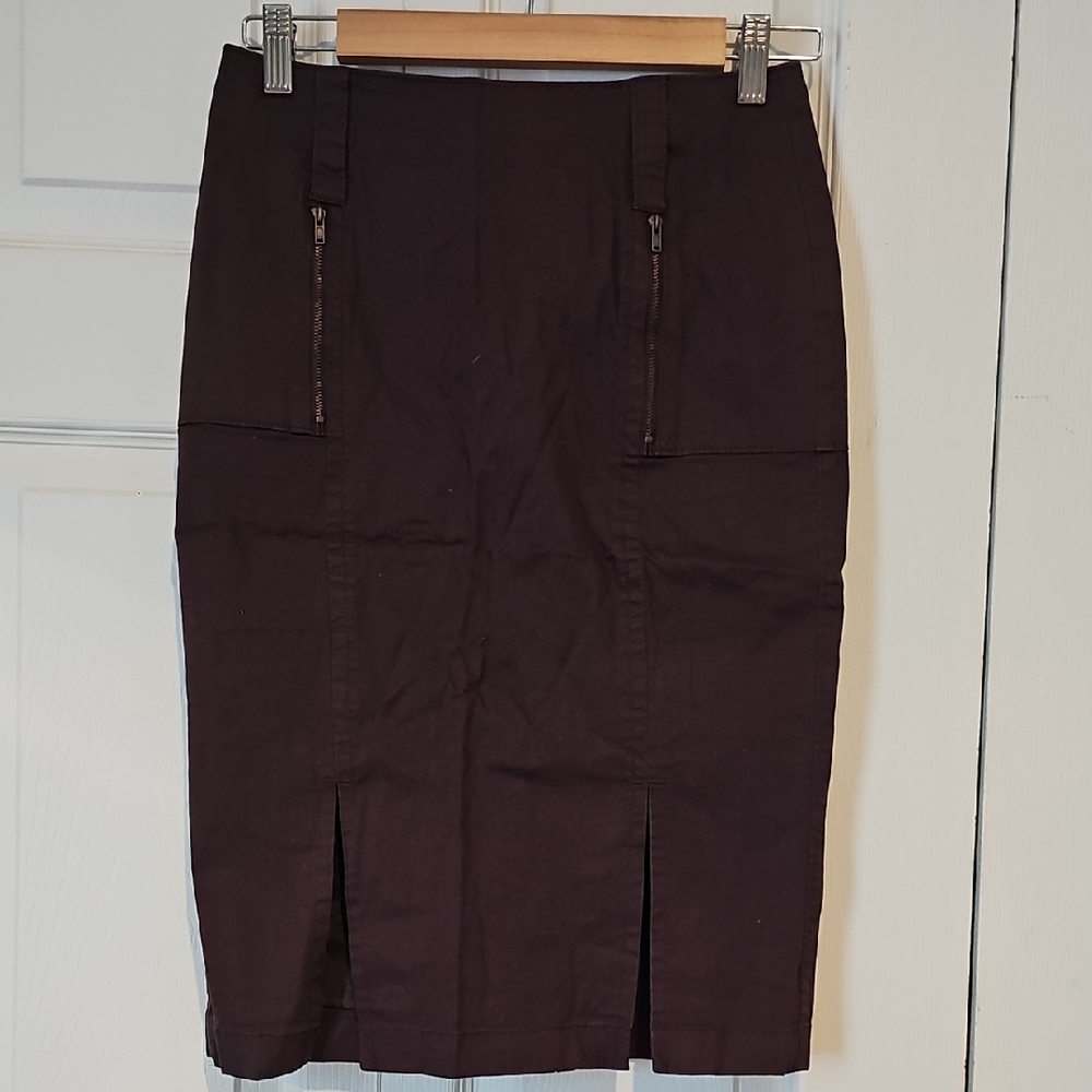 Esprit Collection Brown Zip-Front Pencil Skirt – Size 26 Waist